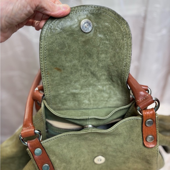 Sundance Olive Green Distressed  Leather Hobo Shoulder Bag - Picture 10 of 15